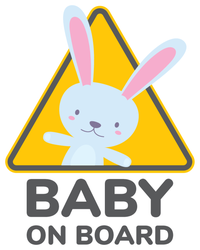 Vector Yellow Triangular Sign With Picture Sweet Bunny. 