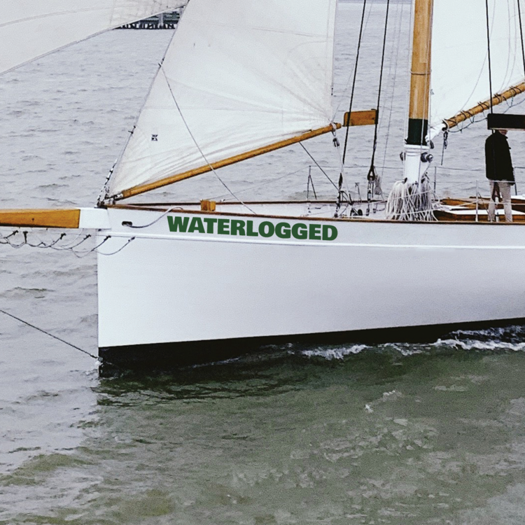 Waterlogged Boat Name Sticker