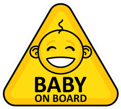 Yellow Baby on Board Sign with Baby Sticker
